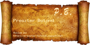 Preszter Botond névjegykártya